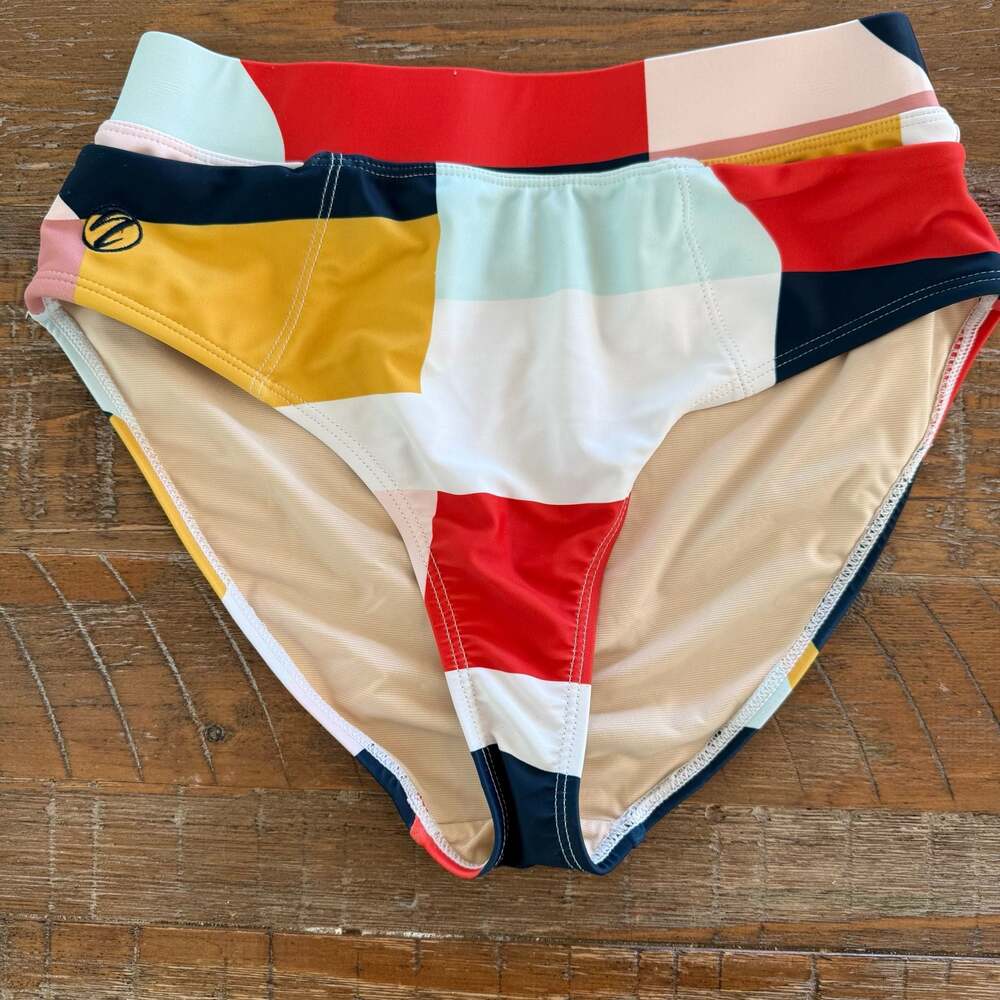 Nani Swimwear High Waisted Colorblock Reversible Bikini Bottom size xs